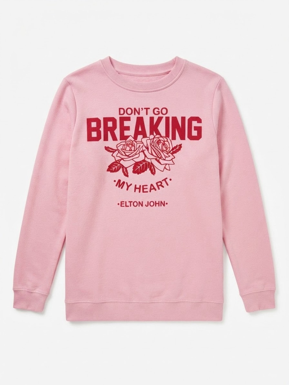 Elton John "Don't Go Breaking My Heart" Pink Graphic Crewneck Sweatshirt Size L